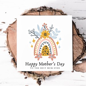 Moederdagkaart voor de beste moeder ooit, kleurrijke kaart met bloemenprint in bohostijl voor mama,