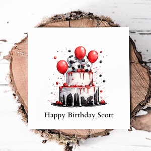 Tarjeta de cumpleaños personalizada con forma de pastel de fútbol para hijo, nieto, sobrino, hermano, tarjeta ideal para fanáticos del fútbol, tarjeta personalizada para él