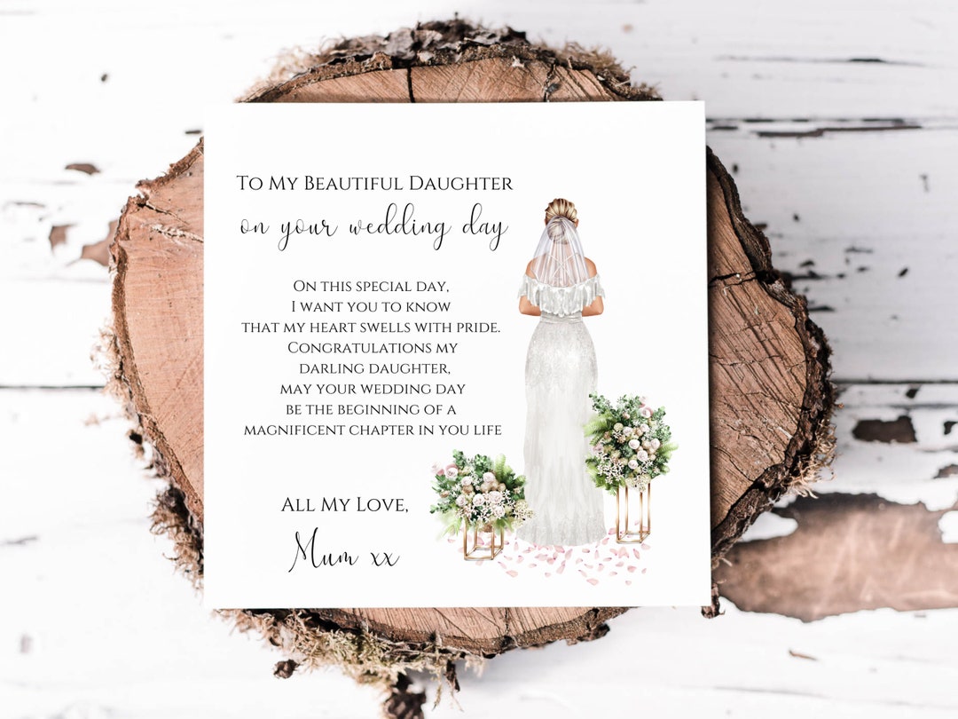 To My Daughter Wedding Day Card Beautiful Card With Poem for - Etsy