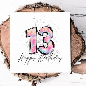 13e verjaardagskaart voor dochter, nichtje, kleindochter of peetdochter, verjaardagskaart tiener voor haar, officieel een tiener, feestvarken