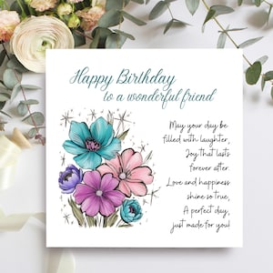 Tarjeta de cumpleaños para un maravilloso amigo, tarjeta de feliz cumpleaños para un maravilloso amigo con verso OTR6437