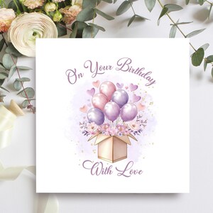 Carte d'anniversaire pour un ami, une soeur, une tante, un cousin, une belle-soeur, un ami, pour votre anniversaire avec amour Carte avec un design cadeau ballon