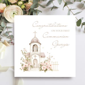Girls First Holy Communion Card With Blue Cross Personalised For Daughter, Granddaughter, Niece or Goddaughter, Communion Keepsake