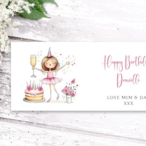 Sobre de dinero de cumpleaños personalizado para hija, hermana, nieta o amiga, billetera de regalo con nombre personalizado para su cumpleaños