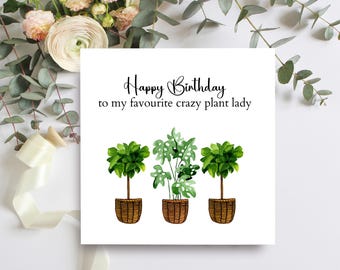 Carte d'anniversaire folle de dame de plante pour une soeur ou une maman, carte d'anniversaire drôle pour un ami qui aime les plantes, humour d'anniversaire pour un amoureux des plantes