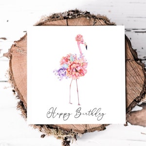 Cartão de aniversário de flamingo para sobrinha, filha, neta, cartão de feliz aniversário para ela OTR10