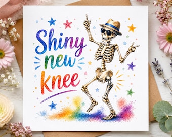 Funny Knee Replacement Card, Shiny New Knee Get Well Soon Card, Hip Knee Surgery Recovery Card, Humorous Joint Replacement Recovery Card