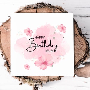 Roze kersenbloesem moeder verjaardagskaart, mooie en roze verjaardagskaart voor een geweldige moeder, handgemaakte kaart cadeaus voor moeders speciale dag