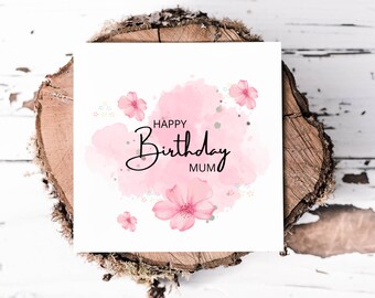 Pink Cherry Blossom Mum Birthday Card, Pretty and Pink Birthday Card For A Wonderful Mum, Handmade Card Gifts For Mums Special Day