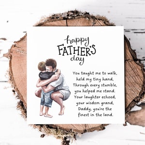 Linda tarjeta para papá en el día del padre, impresionante imagen impresa en acuarela de padre e hijo con un poema sincero sobre papá, recuerdo para papá