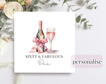 Personalized 60th Birthday Card: Glamorous Champagne Design