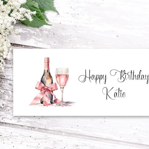 Birthday Pink Champagne Money Envelope Personalised With Name For Daughter, Sister, Granddaughter, or Friend, Custom Name Gift Wallet