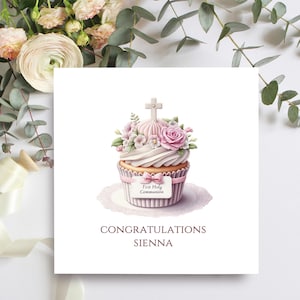 First Holy Communion Card Personalised For Daughter, Goddaughter, Niece, Granddaughter, Lovely Personalised Communion Keepsake