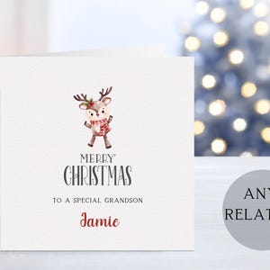 Grandson Christmas Card Personalised With Name, Personalised Christmas Card for Grandson or Any Relation