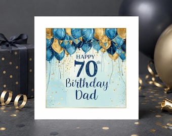 70th Birthday Card For Dad, Milestone Birthday Card, Happy Seventieth Birthday Card For Dad, Handmade Card For Him