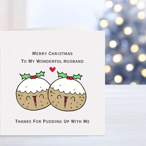 Carte de Noël drôle pour mari, carte de Noël sur le thème pudding de Noël pour mari