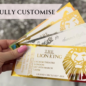 Metallic folierte Theaterkarte, personalisierte Show-Karte Andenken, Geburtstag, Jubiläum, Date Night Geschenk, Theater-Liebhaber-Andenken,