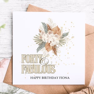 Gepersonaliseerde boho bloemen gelukkige verjaardagskaart voor haar, aangepaste boho verjaardagskaart met uniek bloemdessin Verjaardagswenskaart