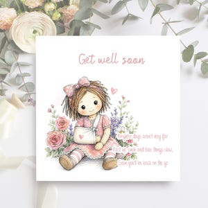 Get Well Soon Card for Girl, Cute Child Recovery Card, Broken Arm Sling Greeting Card, Feel Better Soon Card for Niece or Granddaughter