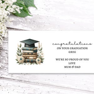 Envelope de presente de formatura personalizado com nome, parabéns pela sua formatura, carteira de dinheiro para filha, neta, sobrinha