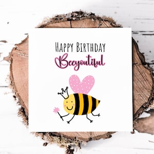 Jolie carte d'anniversaire abeille pour elle, carte parfaite pour un ami, une soeur, une nièce, joyeux anniversaire