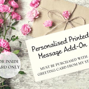 Alleen als add-on product, binnenkaart gepersonaliseerd gedrukt bericht,