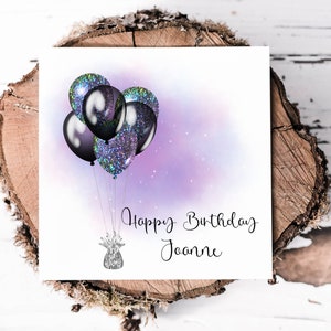 Tarjeta de cumpleaños personalizada para amiga, hermana, hija, sobrina, prima, nieta o ahijada, tarjeta de cumpleaños con ramo de globos para ella