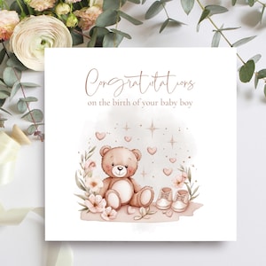 Congratulazioni per la nascita del tuo nuovo bambino, biglietto di auguri per neonato in toni neutri