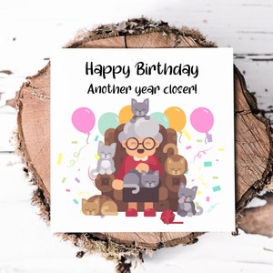 Crazy Cat Lady Birthday Card For Friend Sister or Mum, Funny Birthday Card For Cat Loving Friend, Birthday Humour For Cat Person