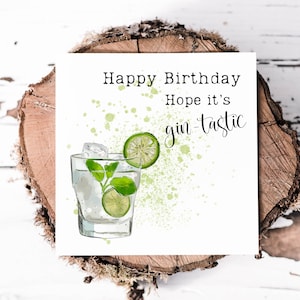Biglietto di compleanno Gintastic, compleanno a tema Gin per sorella, amica, figlia, biglietto ideale per la ragazza amante del Gin, biglietti di compleanno fatti a mano