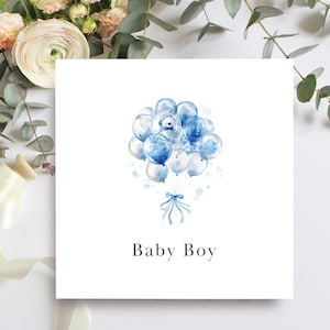 Ballonkaart voor babyjongen, prachtig eenvoudige gefeliciteerd babykaart voor nieuwe ouders 36,95 €