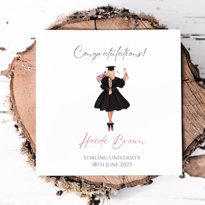 Carte de remise des diplômes personnalisée pour fille, petite-fille ou nièce, carte de diplôme personnalisée félicitations avec son nom, design féminin inspirant