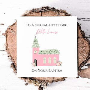 Bellissimo biglietto di battesimo personalizzato per una bambina speciale, per il giorno del tuo battesimo, biglietto per nipote, biglietto ricordo personalizzato per il battesimo