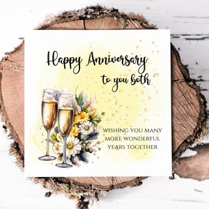 Biglietto di auguri per l'anniversario del bicchiere di champagne per loro, biglietto di auguri per l'anniversario di matrimonio per amici, genitori, nonni, biglietto di auguri per la celebrazione dell'anniversario di matrimonio