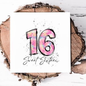 Carte d'anniversaire Sweet Sixteen, carte de 16e anniversaire pour elle, carte d'anniversaire pour fille, nièce, petite-fille, souvenir de fille de 16e anniversaire