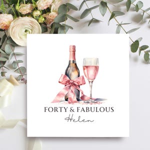 Quaranta e favoloso biglietto di auguri di compleanno per lei personalizzato con nome per amica, sorella, figlia, nipote, nipote, biglietto di auguri di compleanno glamour