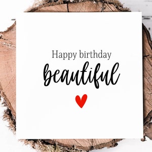 Feliz aniversário linda, cartão para linda namorada, esposa, noiva, design de cartão simples e elegante para ela em seu aniversário