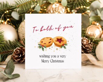 Both of You Christmas Card, Couple Christmas Card, Mince Pie Xmas Card, Festive Card for Couple, Merry Christmas Greeting Card