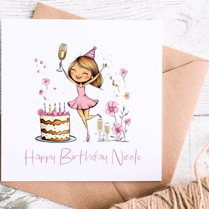 Carte d'anniversaire personnalisée pour amie, soeur, fille, cousine, nièce ou petite-fille, jolies cartes originales pour son jour spécial