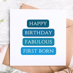 Buon compleanno favoloso primogenito biglietto d'auguri, divertente biglietto d'auguri per figlio