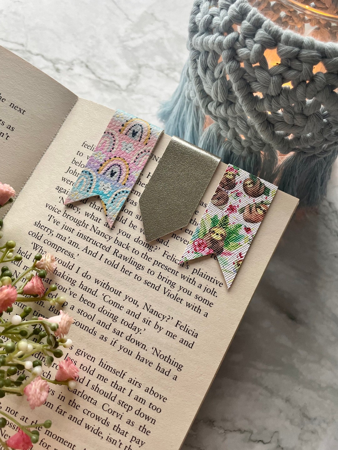 Cute Bookmarks Made From Faux Leather Pretty Handmade Bookish Gift for Reading Fan and