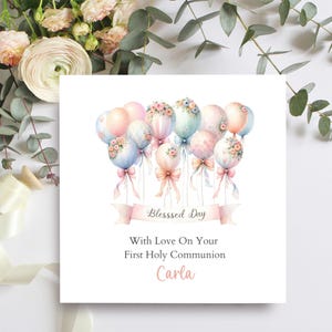With Love On Your First Holy Communion Card, Personalised Card For Her First Communion, Goddaughter, Grandaughter, Daughter or Niece Card