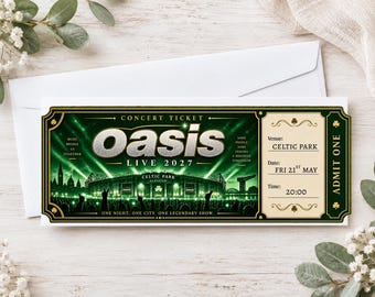 Oasis Celtic Park Concert Gift Ticket, Celtic Park Glasgow 2027, Surprise Gig Reveal Ticket, Oasis Fan Gift, Concert Keepsake