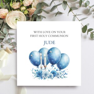 Carte de première communion personnalisée pour fils, filleul, neveu, petit-fils, beau souvenir de communion personnalisé