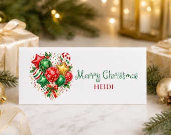 Personalised Christmas Money Wallet, Christmas Balloon Cash Gift Envelope, Custom Name Money Holder, Festive Gift Wallet for Any Age