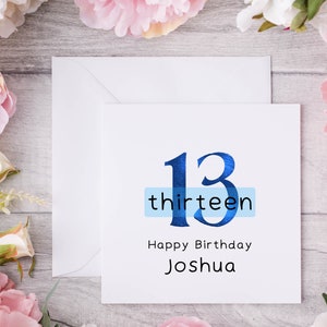 Carte d'anniversaire personnalisée pour 13e anniversaire avec un chiffre en or rose et de jolies lettres manuscrites Carte d'anniversaire souvenir spéciale Devenir ado