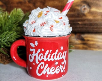 Holiday Cheer Faux Hot Chocolate, Faux Hot Cocoa, Christmas Mini Mug, Christmas Tier Tray, Christmas Tray Decor