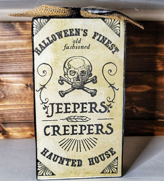 Jeepers Creepers Haunted House Wood Block Halloween Decor Etsy