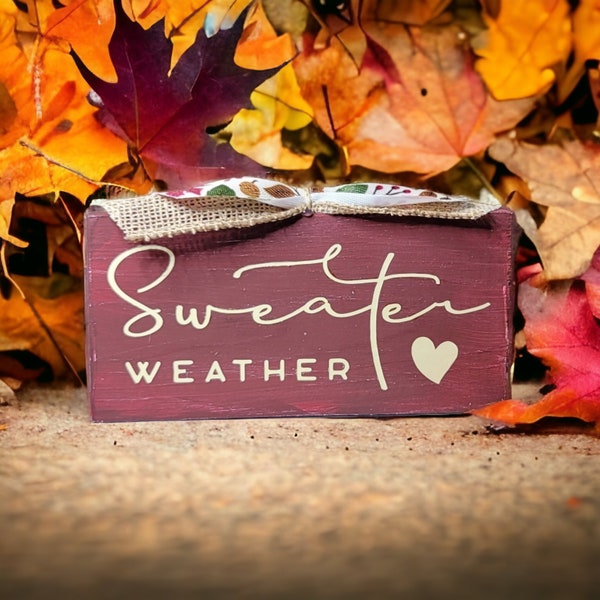 Sweater Weather Wooden Fall Sign For Tier Tray, Fall Decor, Fall Tiered Tray, Fall Farmhouse Sign