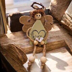 Handmade Wooden Angel Lyric: Farmhouse Tiered Tray Decor